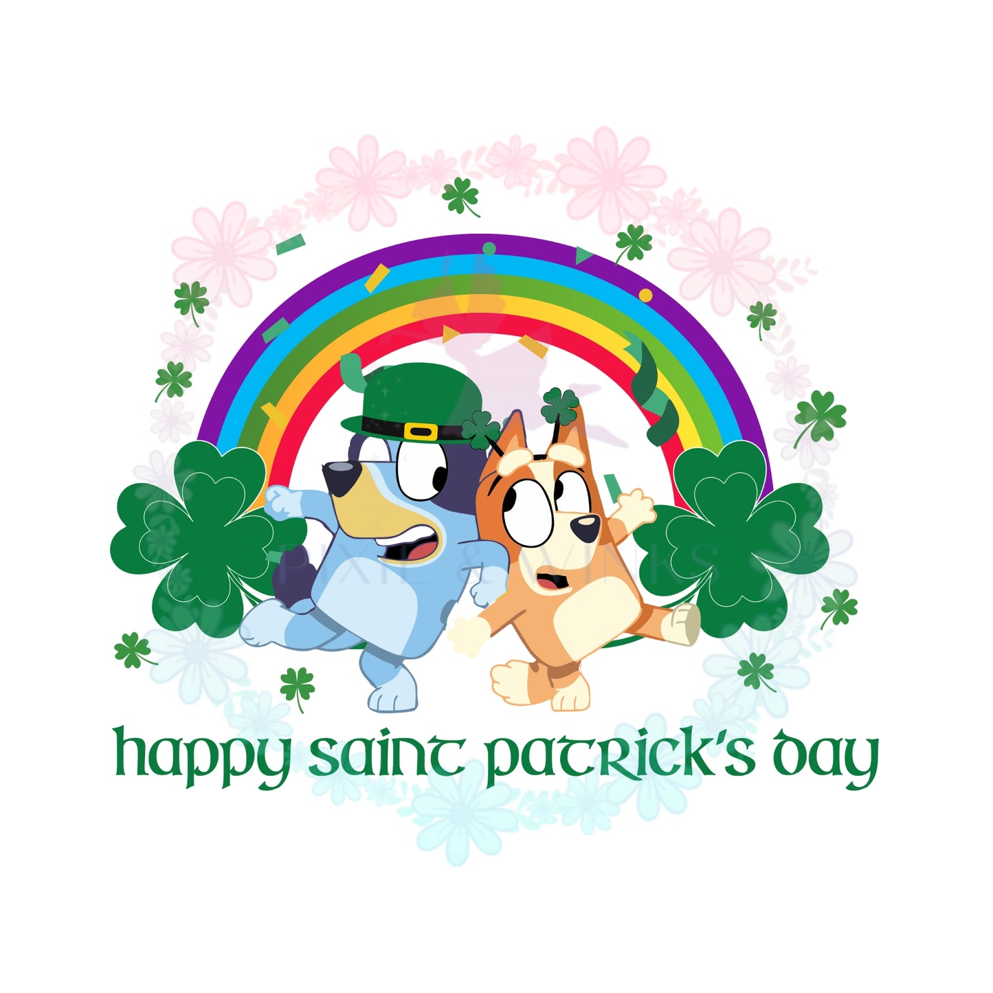 Bluey St.Patricks HTV and Sublimation Prints, Bluey St.Patricks Family HTV and Sublimation