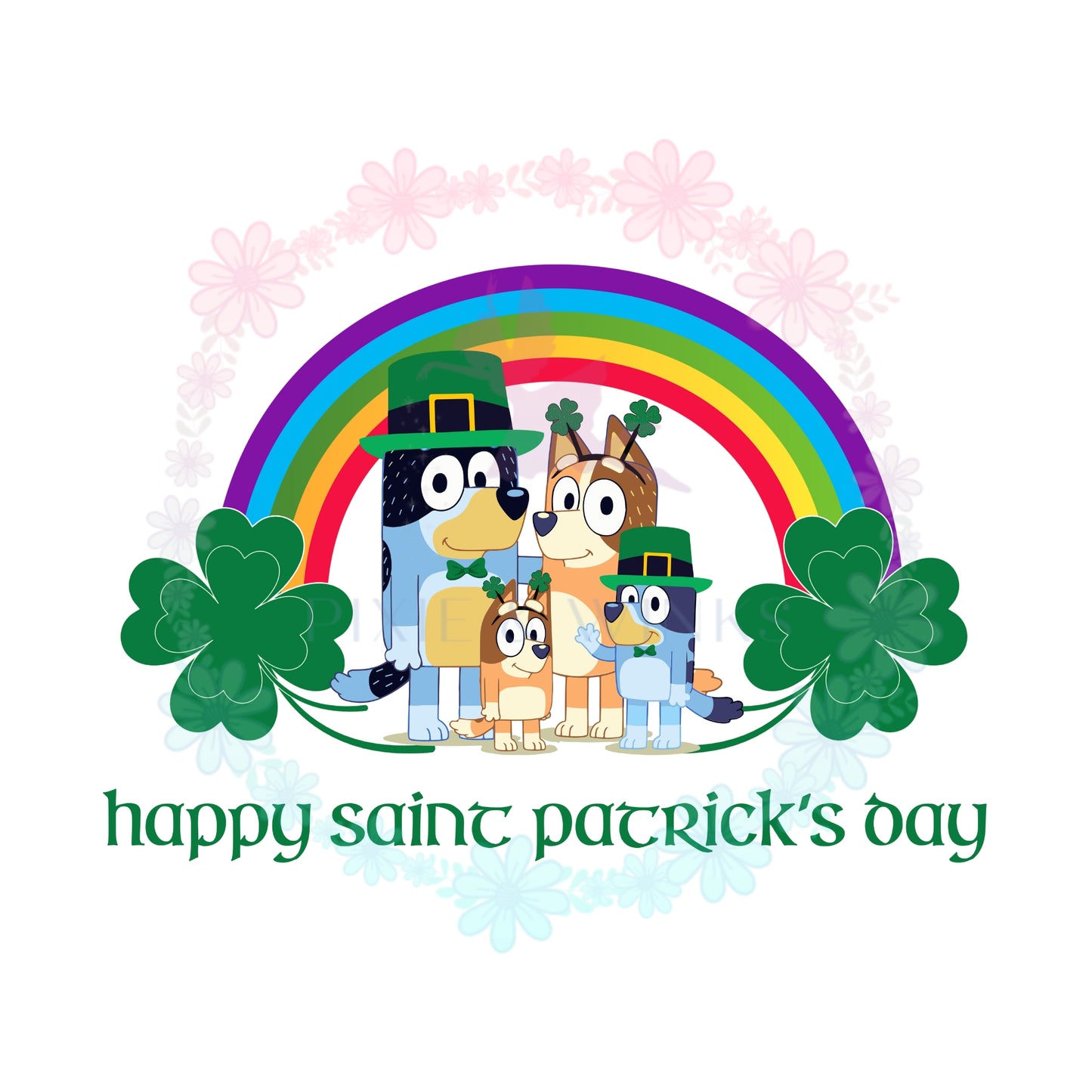 Bluey St.Patricks HTV and Sublimation Prints, Bluey St.Patricks Family HTV and Sublimation